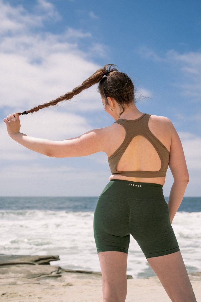 Mocha Bliss Seamless Open Back Sports Bra